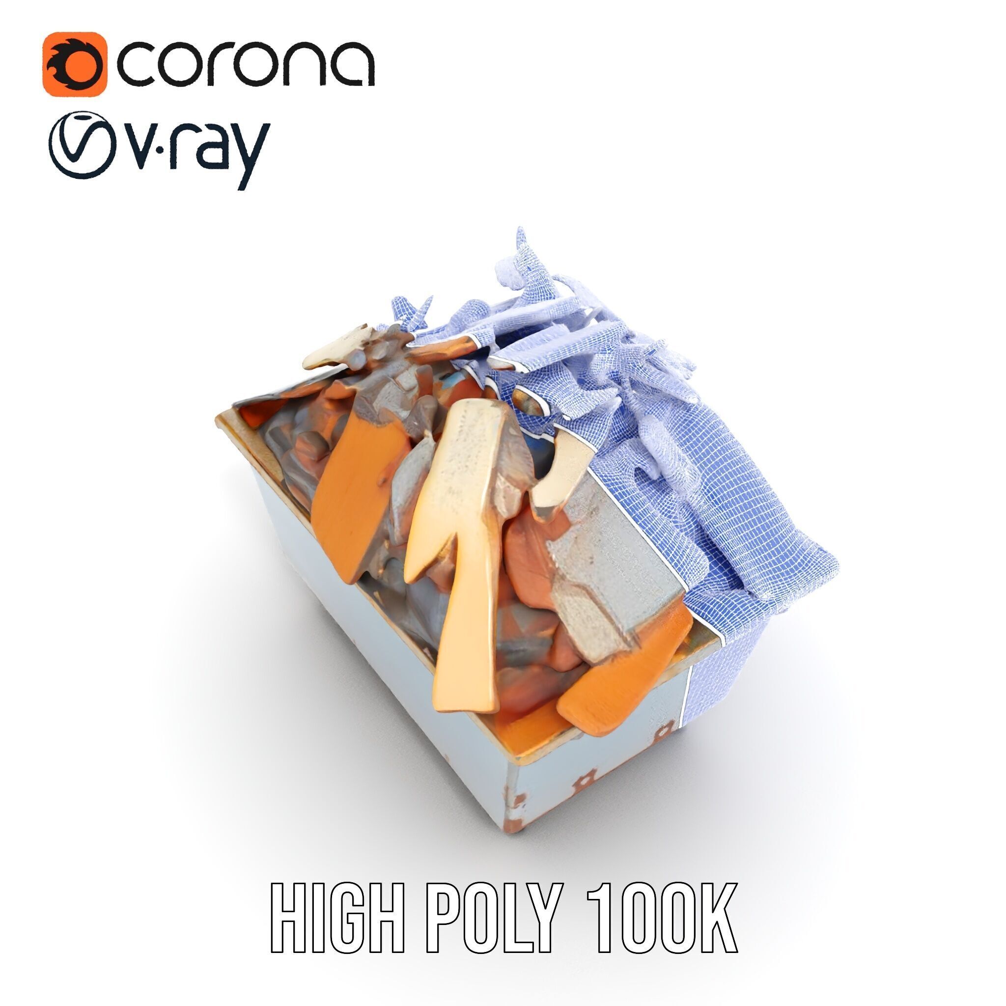 Industrial Waste Dumpster with Scrap Wood Model Pack Low-poly 3D model_38