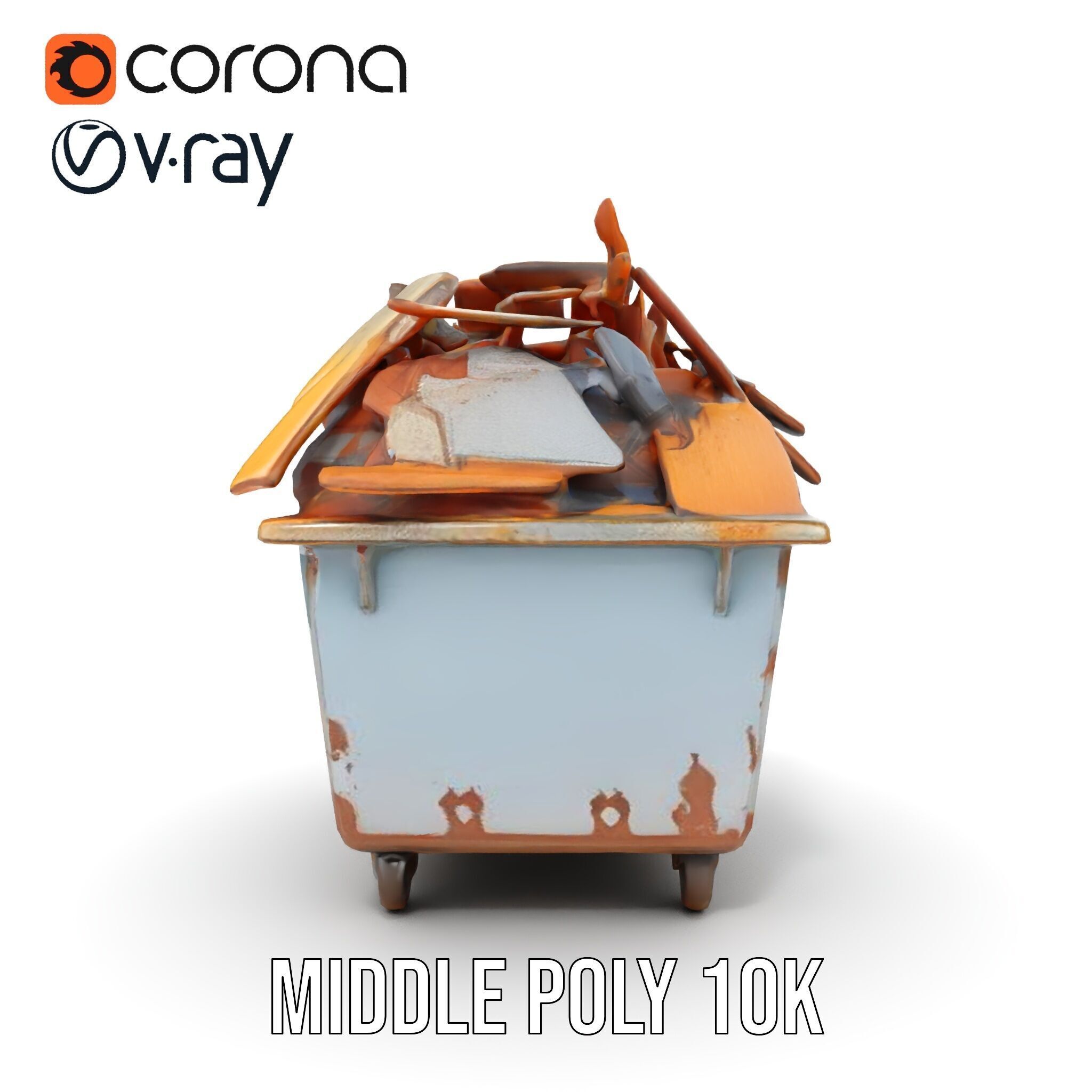 Industrial Waste Dumpster with Scrap Wood Model Pack Low-poly 3D model_19