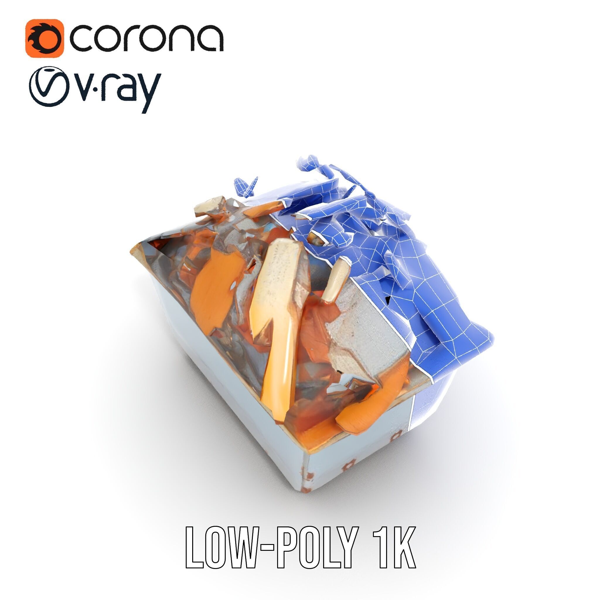 Industrial Waste Dumpster with Scrap Wood Model Pack Low-poly 3D model_28