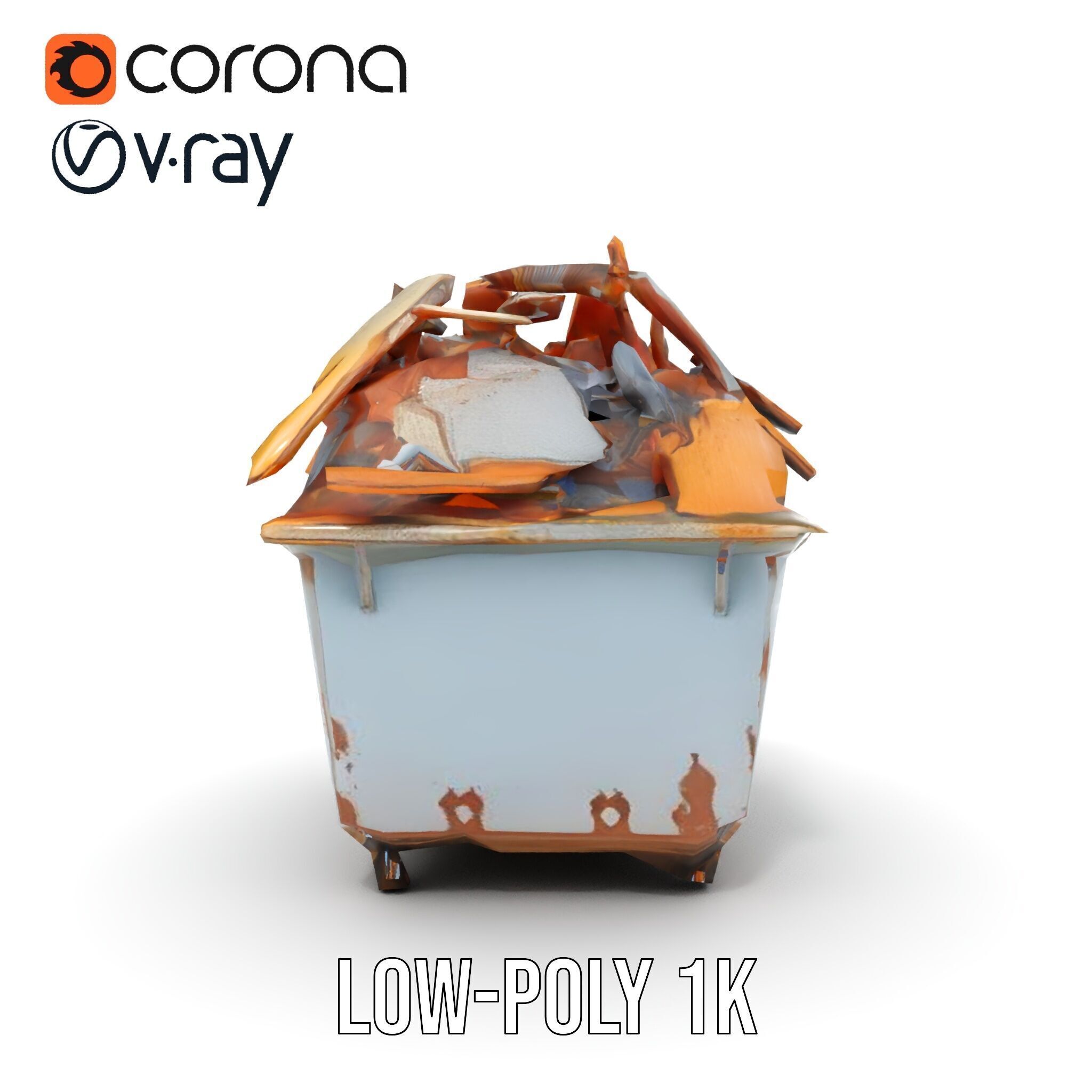 Industrial Waste Dumpster with Scrap Wood Model Pack Low-poly 3D model_20