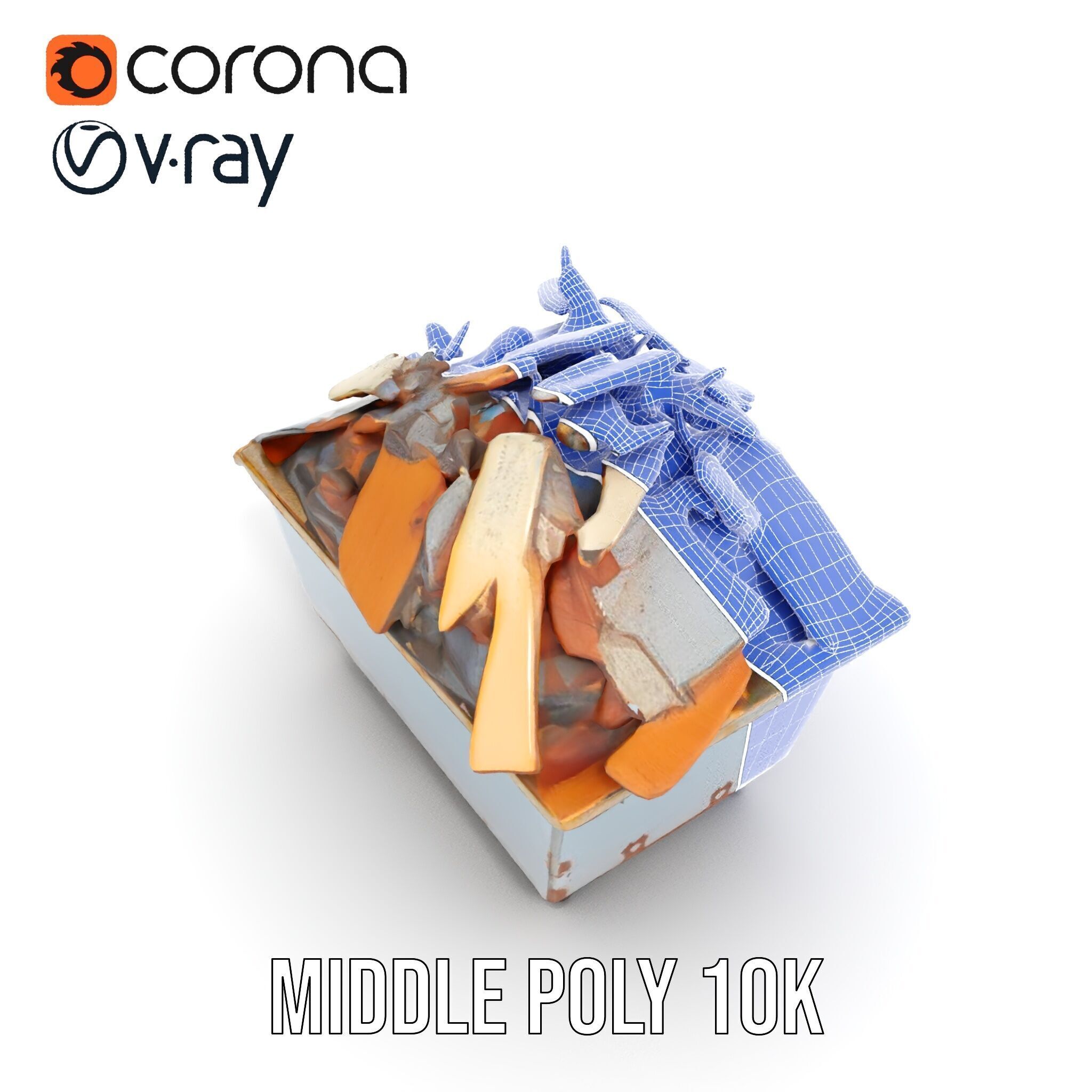 Industrial Waste Dumpster with Scrap Wood Model Pack Low-poly 3D model_24