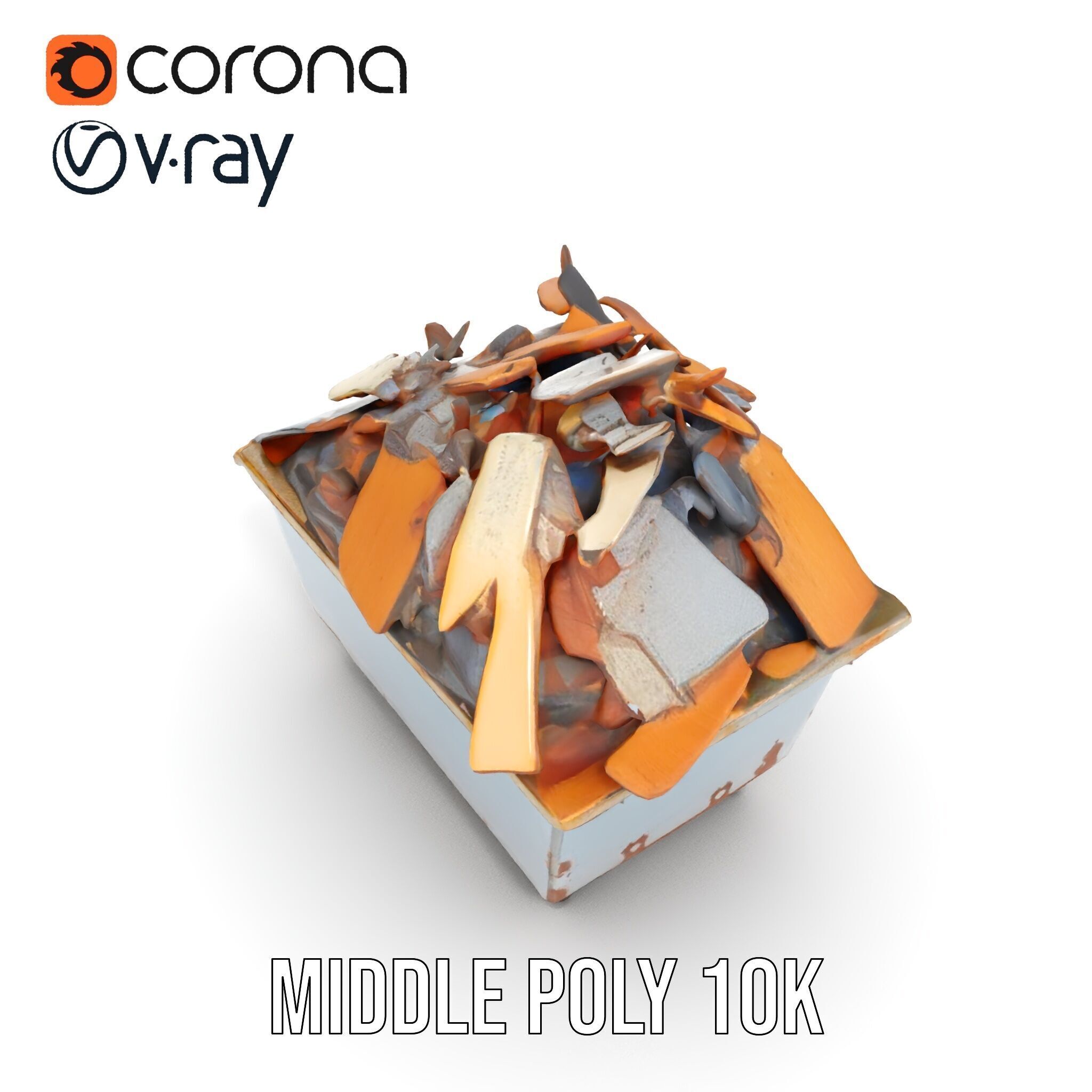 Industrial Waste Dumpster with Scrap Wood Model Pack Low-poly 3D model_9