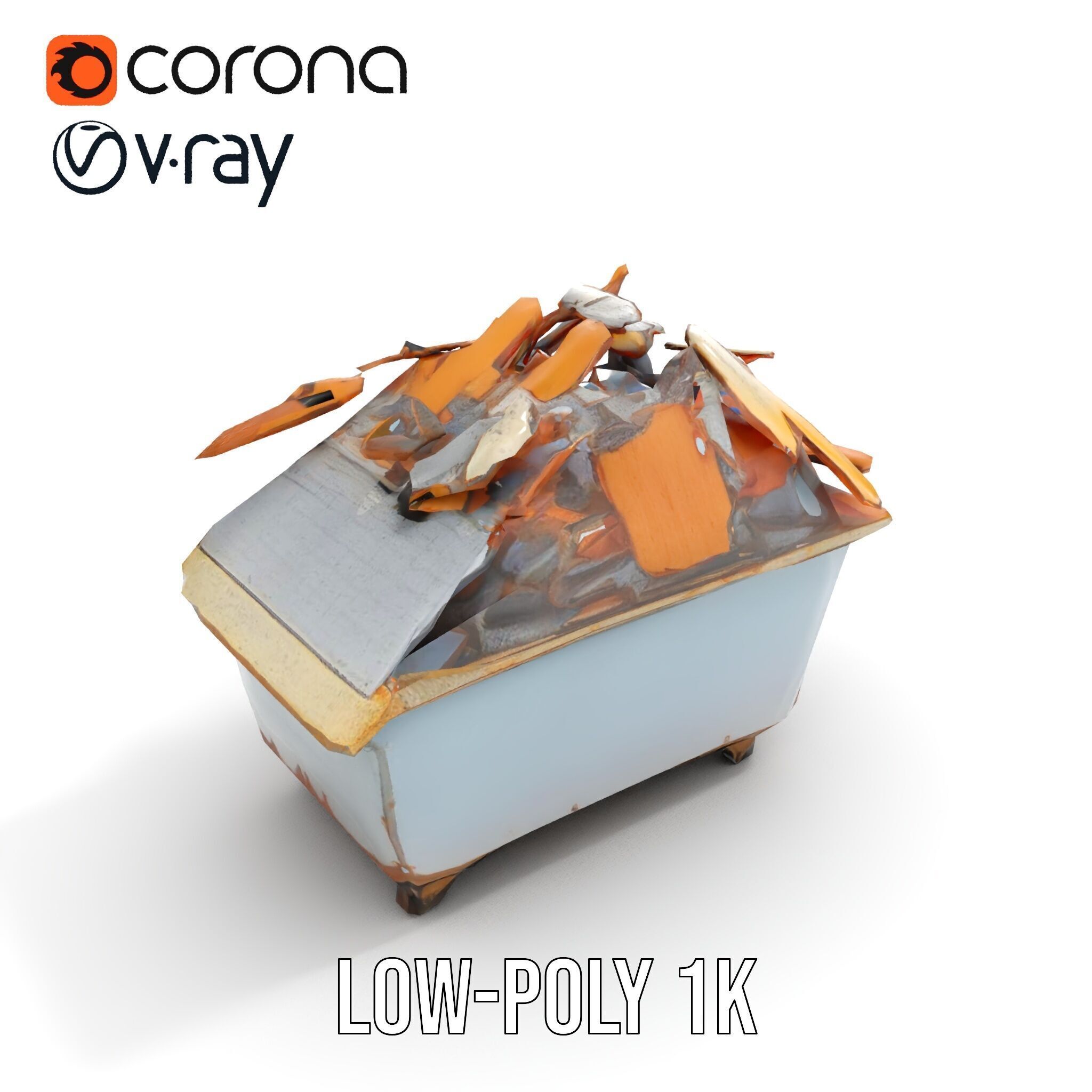 Industrial Waste Dumpster with Scrap Wood Model Pack Low-poly 3D model_13