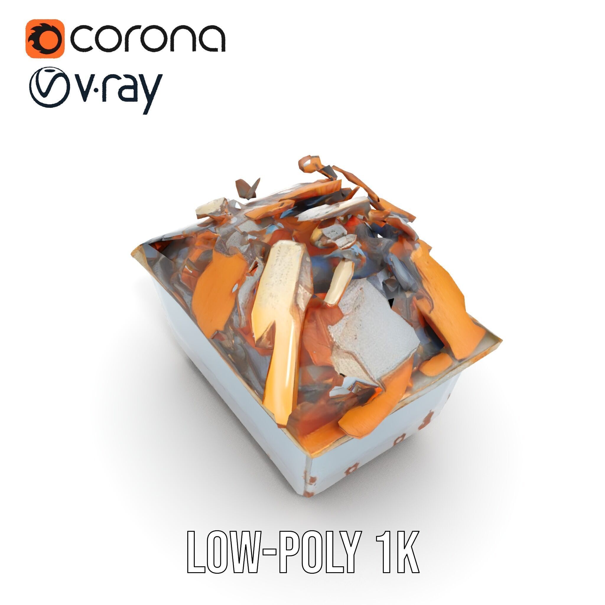 Industrial Waste Dumpster with Scrap Wood Model Pack Low-poly 3D model_7