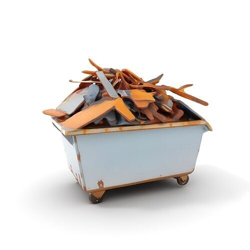 Industrial Waste Dumpster with Scrap Wood Model Pack Low-poly 3D model