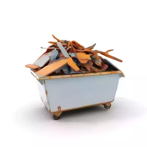 Industrial Waste Dumpster with Scrap Wood Model Pack Low-poly 3D model