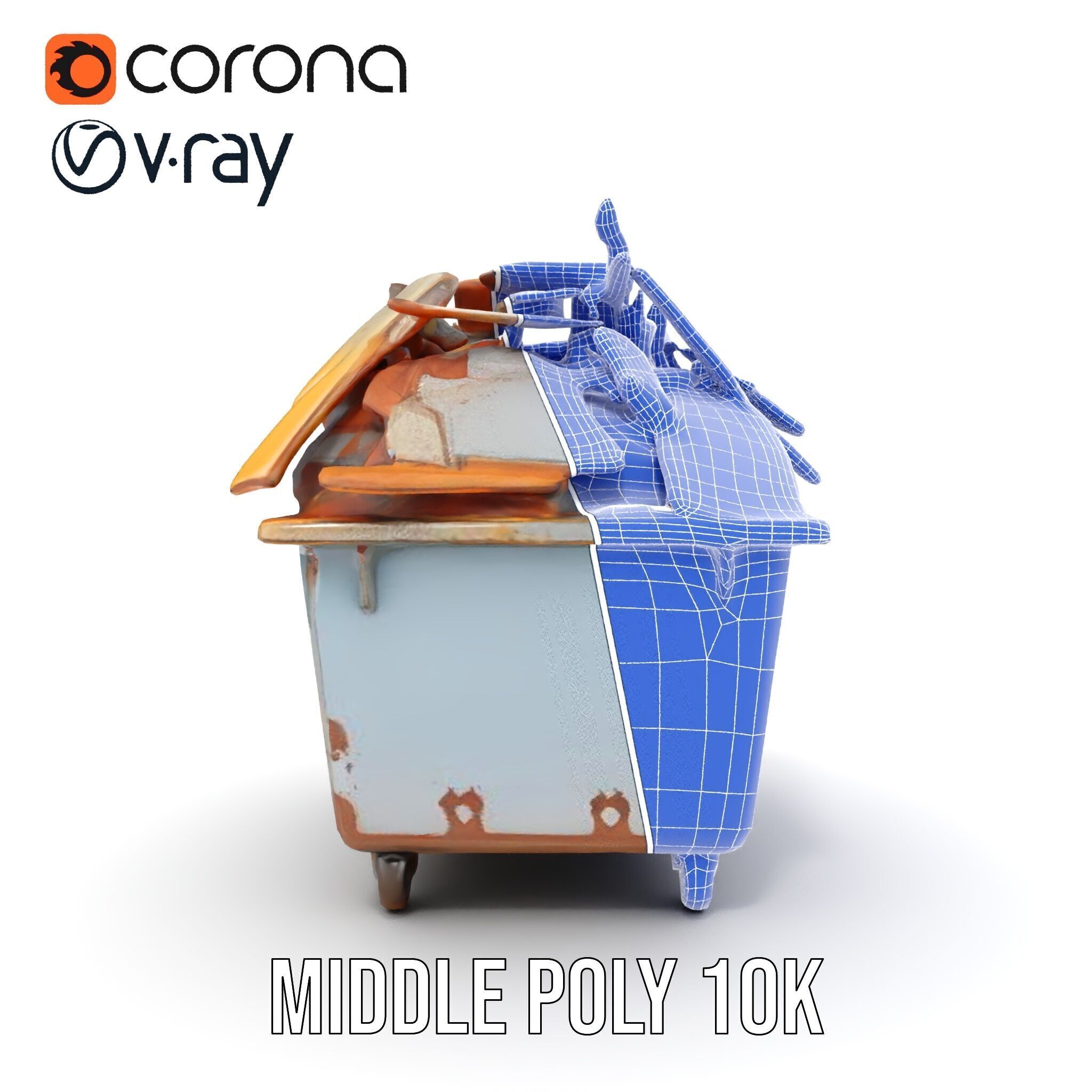 Industrial Waste Dumpster with Scrap Wood Model Pack Low-poly 3D model_30