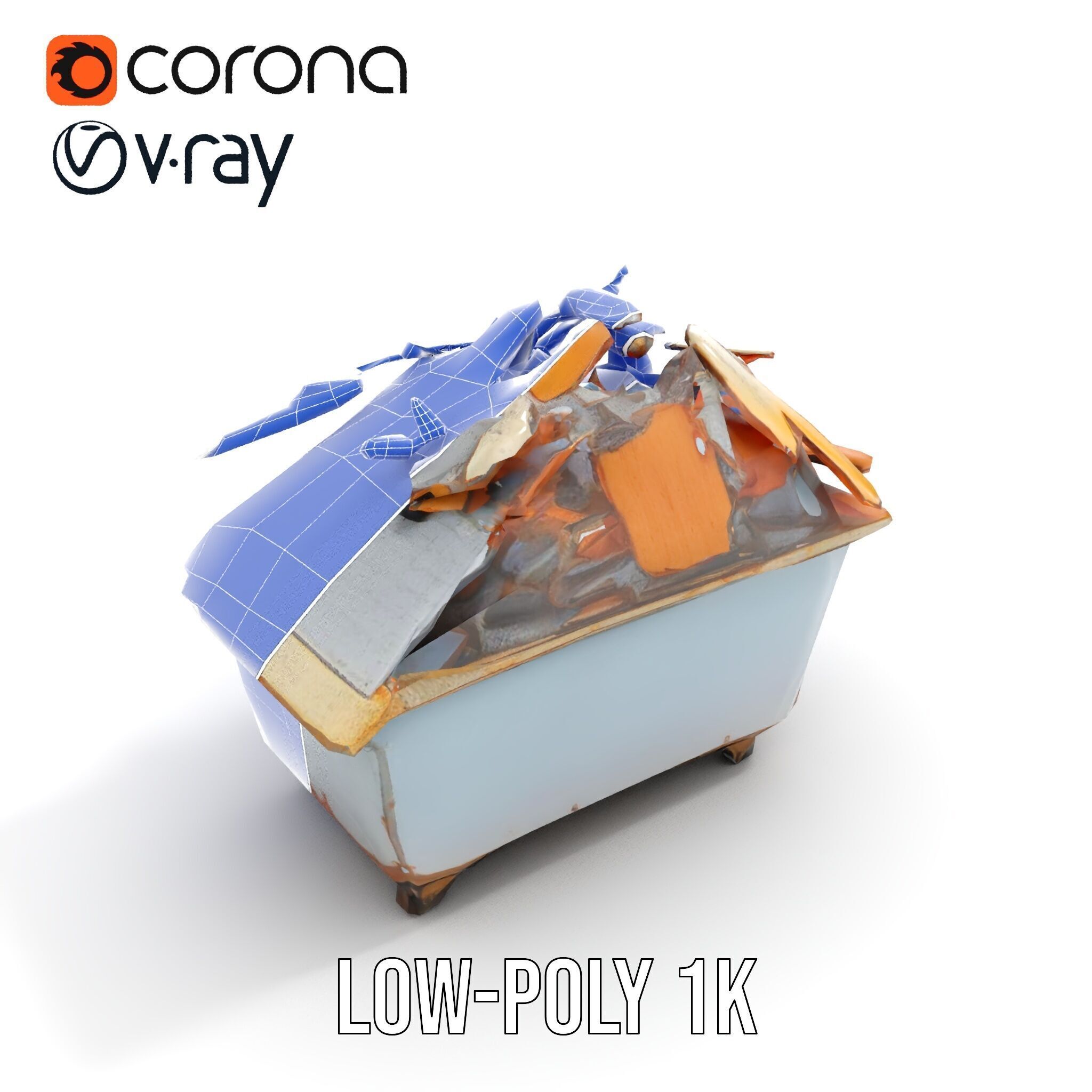 Industrial Waste Dumpster with Scrap Wood Model Pack Low-poly 3D model_18