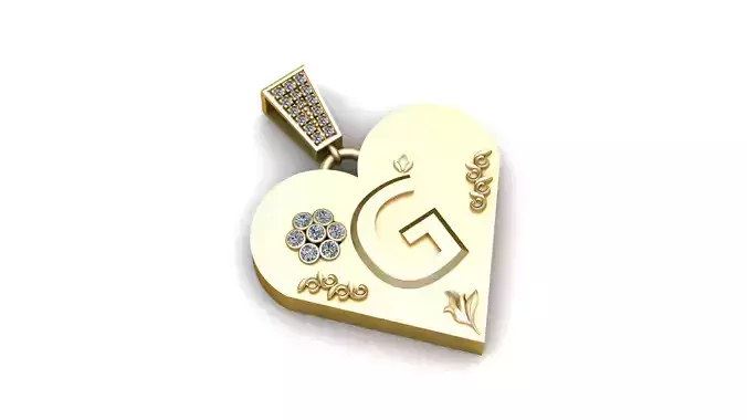  G Gold Heart Pendant  3D print model
