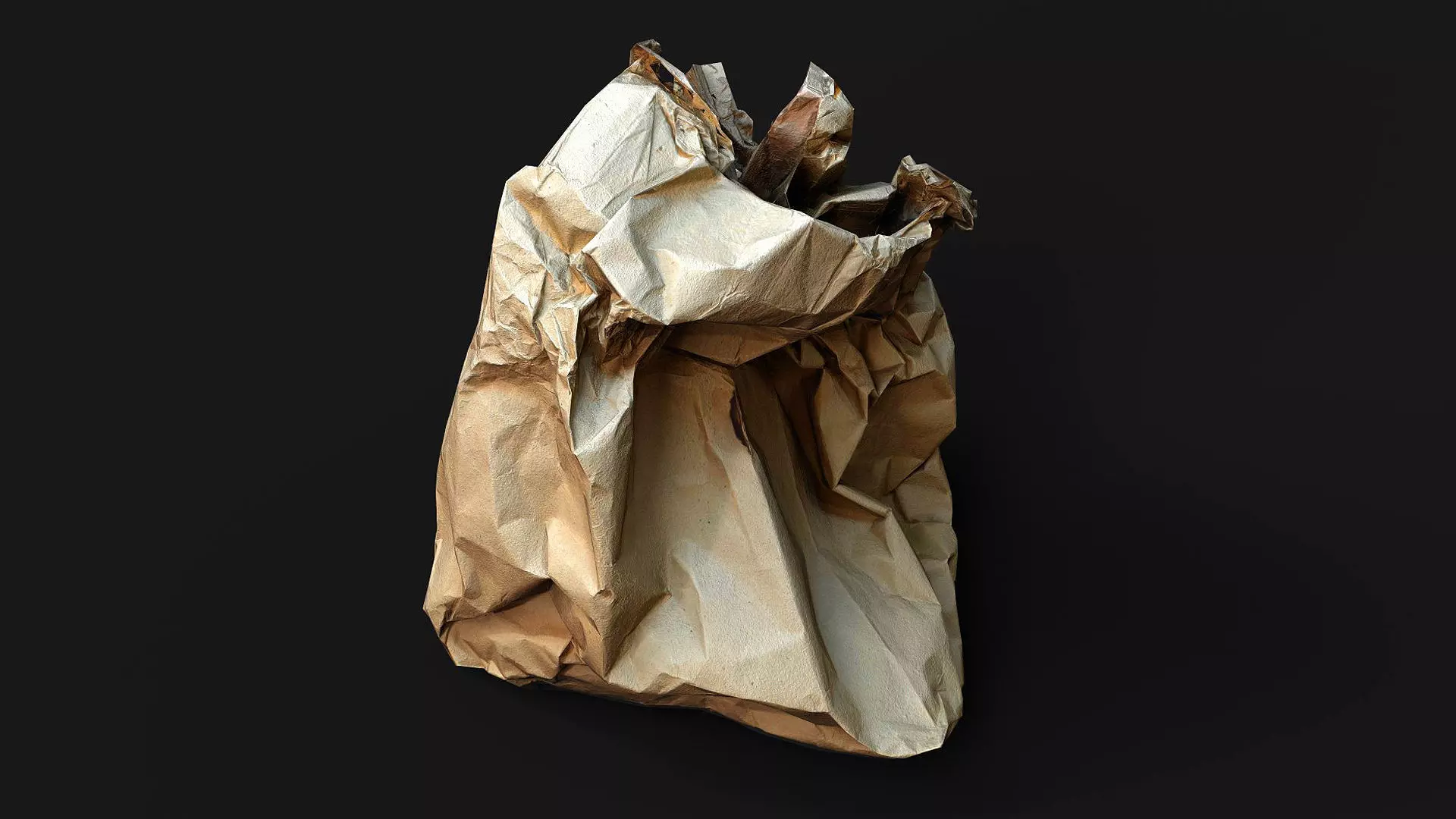 crumpled paper bag trash pt1 PBR photogrammetry Low-poly 3D model