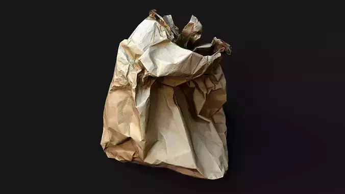 crumpled paper bag trash pt1 PBR photogrammetry