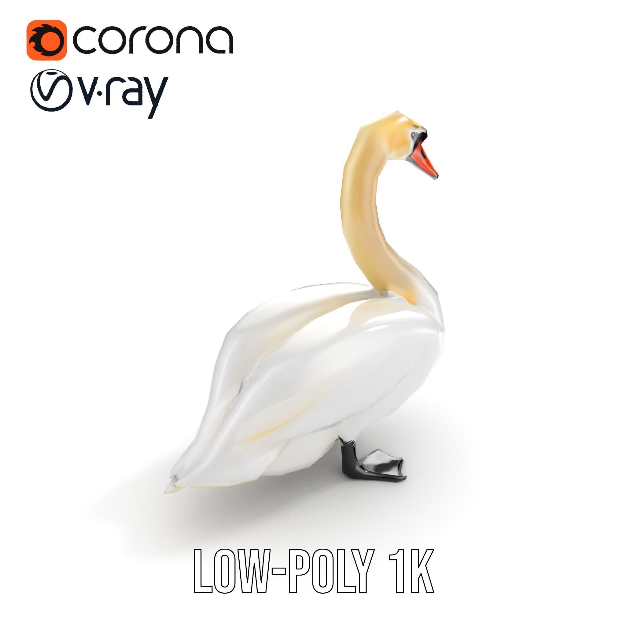 Elegant Swan D Model Pack for Detailed Rendering Low-poly 3D model_10