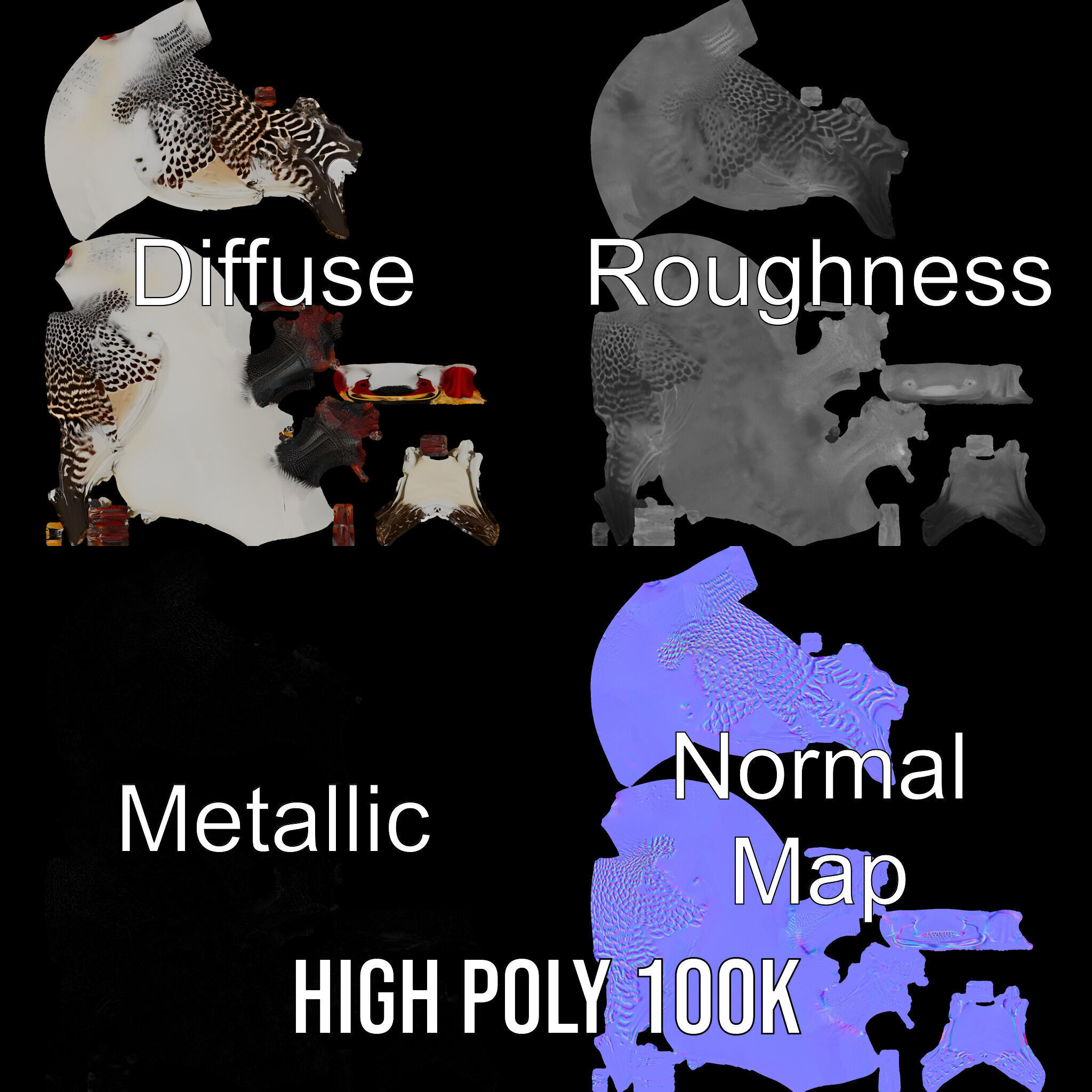 Elegant Pheasant D Model Pack for Interactive and Rendering Uses Low-poly 3D model_4