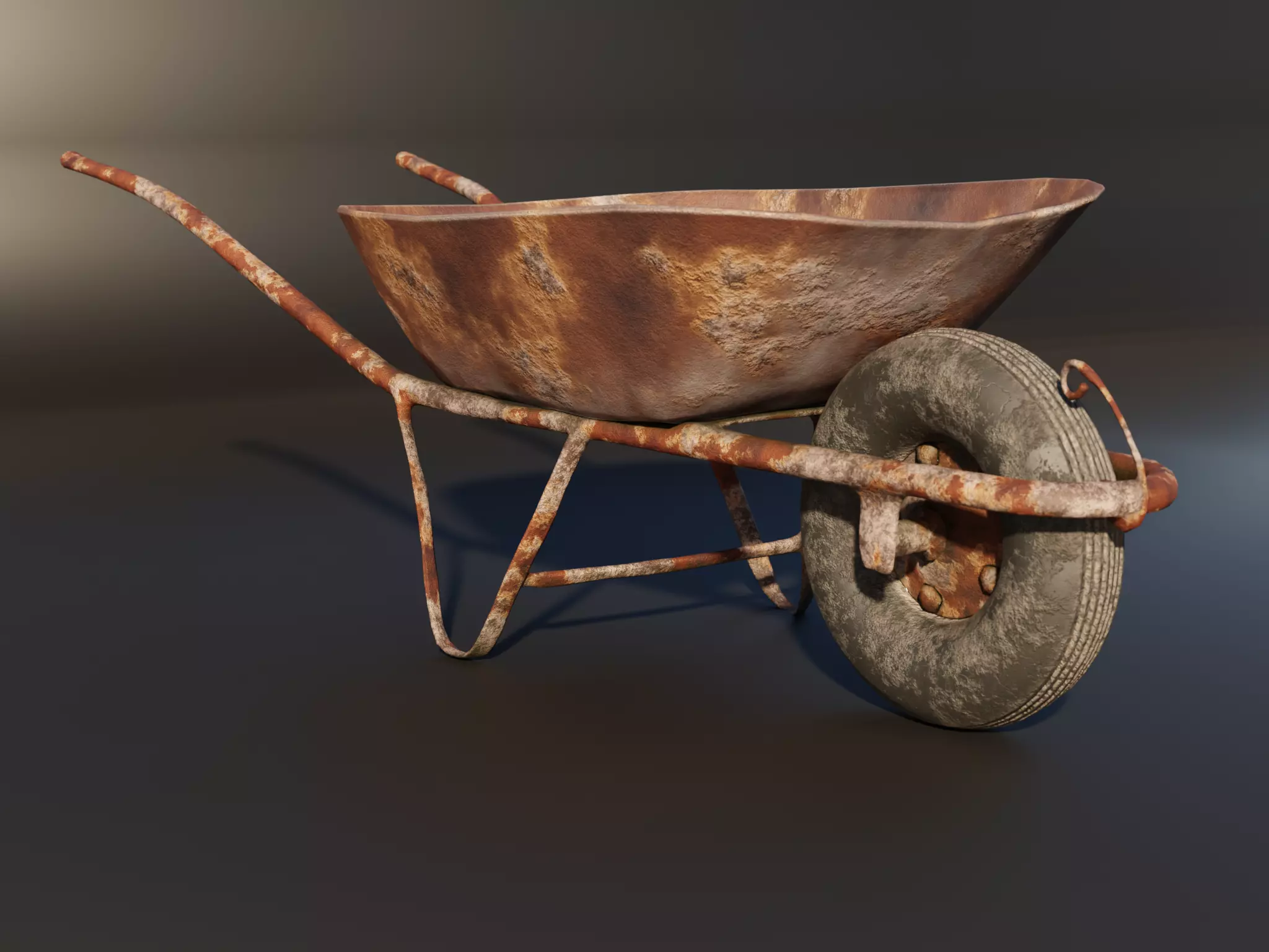 Old Rusty Wheelbarrow Low-poly 3D model