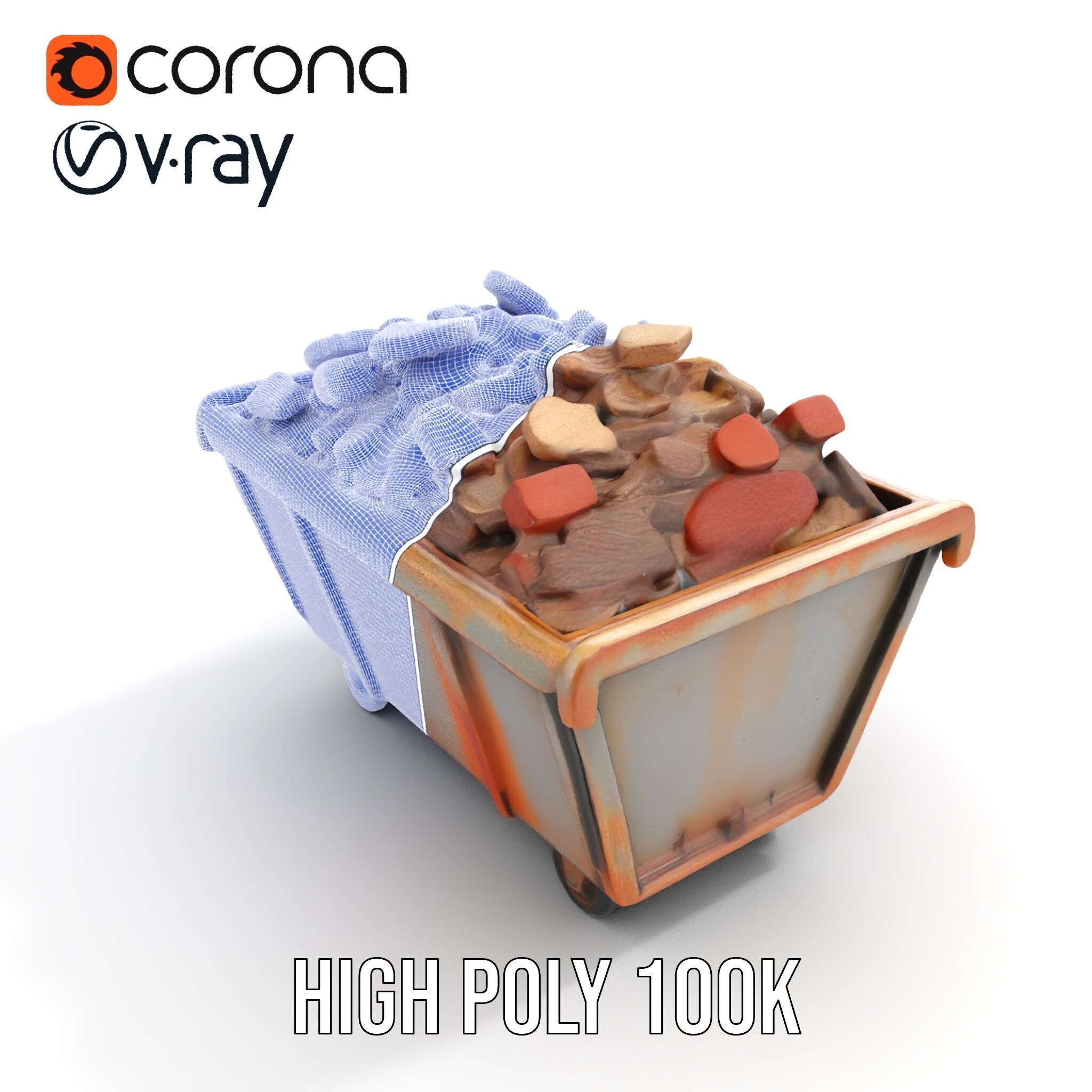 Rustic Industrial Metal Container Model Pack Low-poly 3D model_37