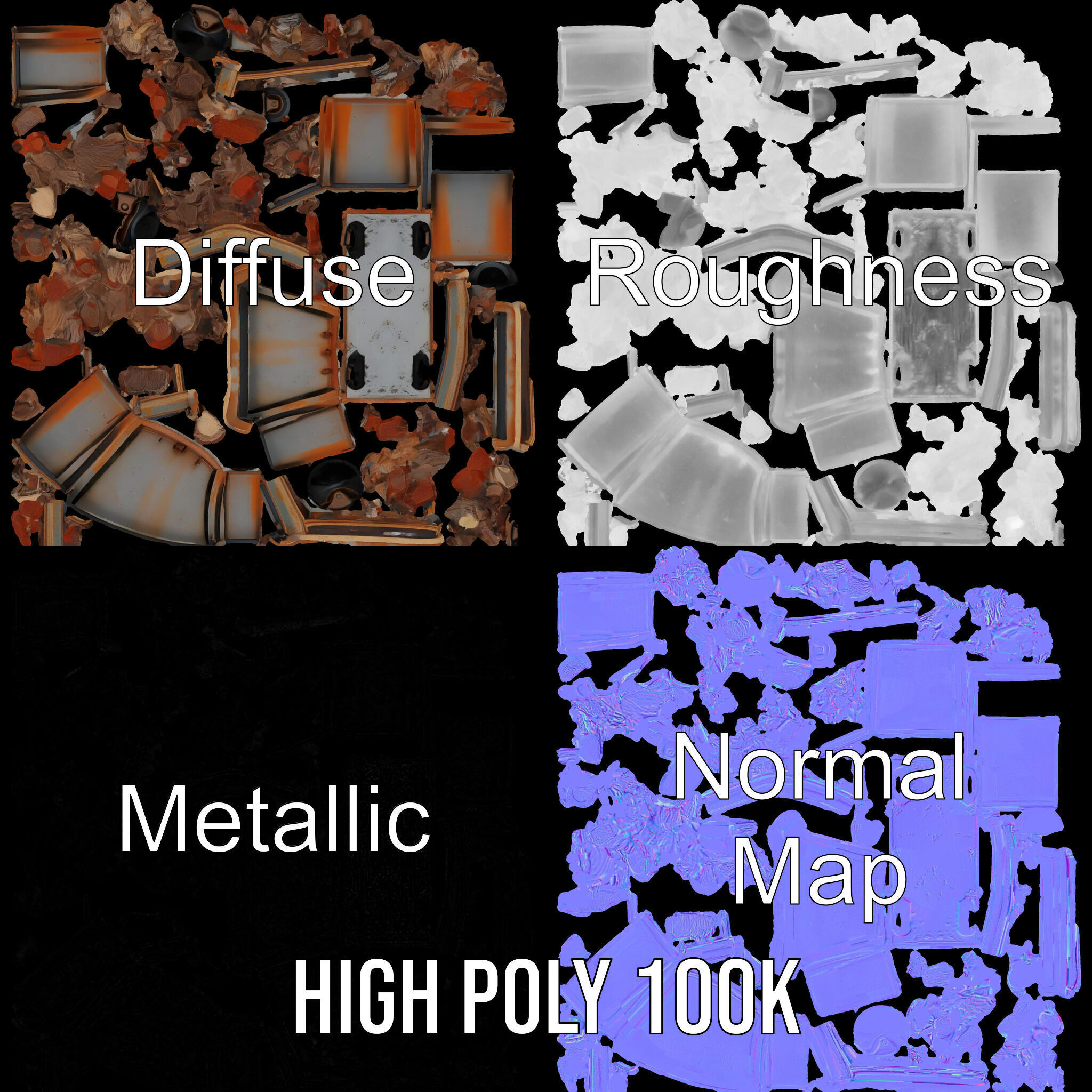 Rustic Industrial Metal Container Model Pack Low-poly 3D model_4