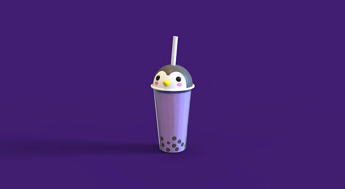 Low-Poly Penguin Bubble Tea  Low-poly 3D model