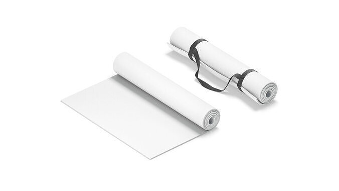 White Half Folded 2 Types Yoga Mat - for meditation and tourism 3D model