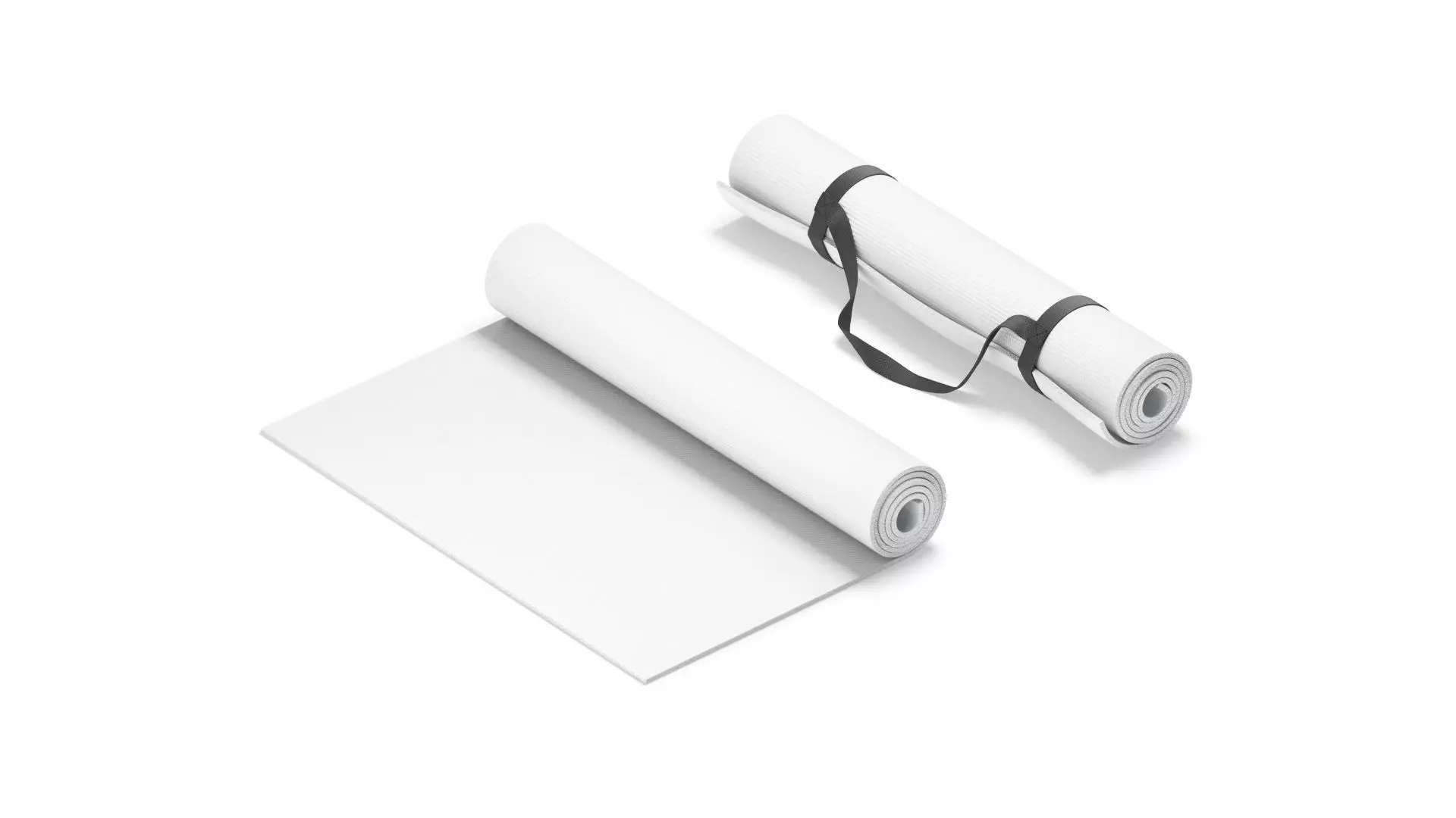 White Half Folded 2 Types Yoga Mat - for meditation and tourism 3D model_0