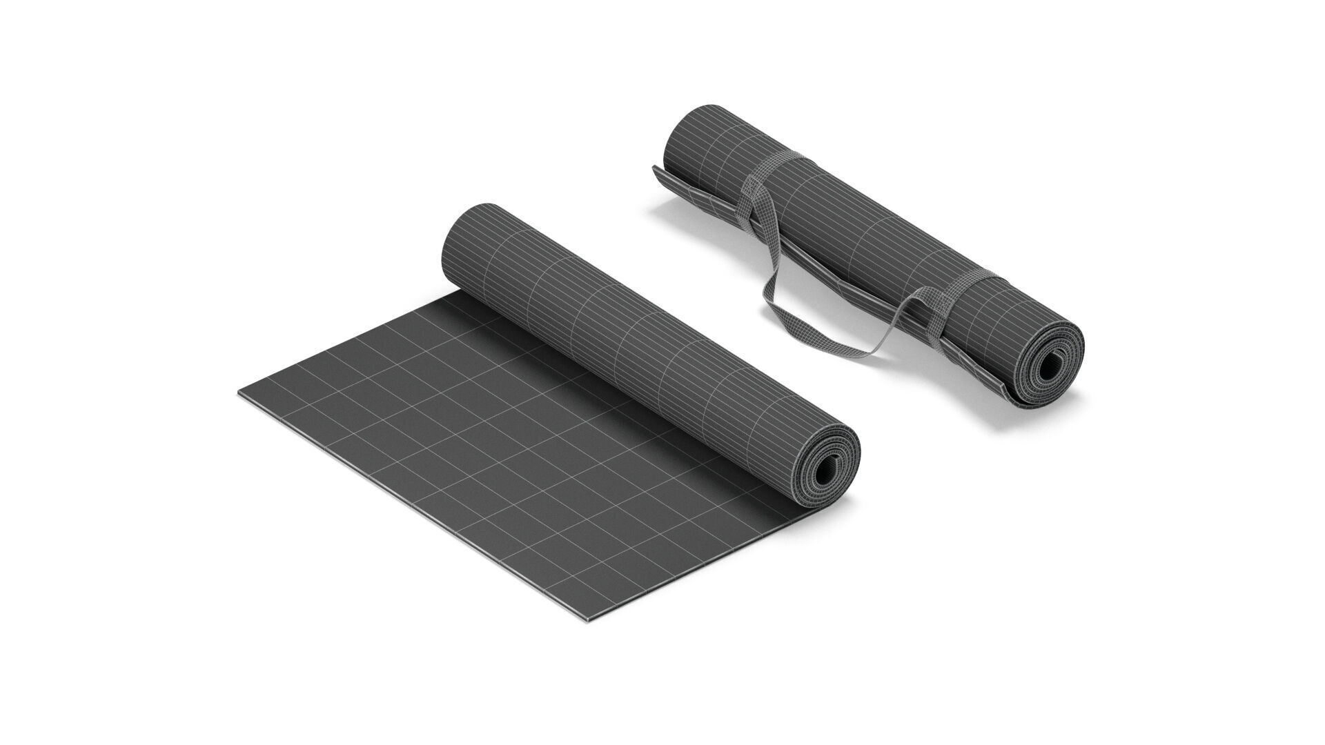 White Half Folded 2 Types Yoga Mat - for meditation and tourism 3D model_6