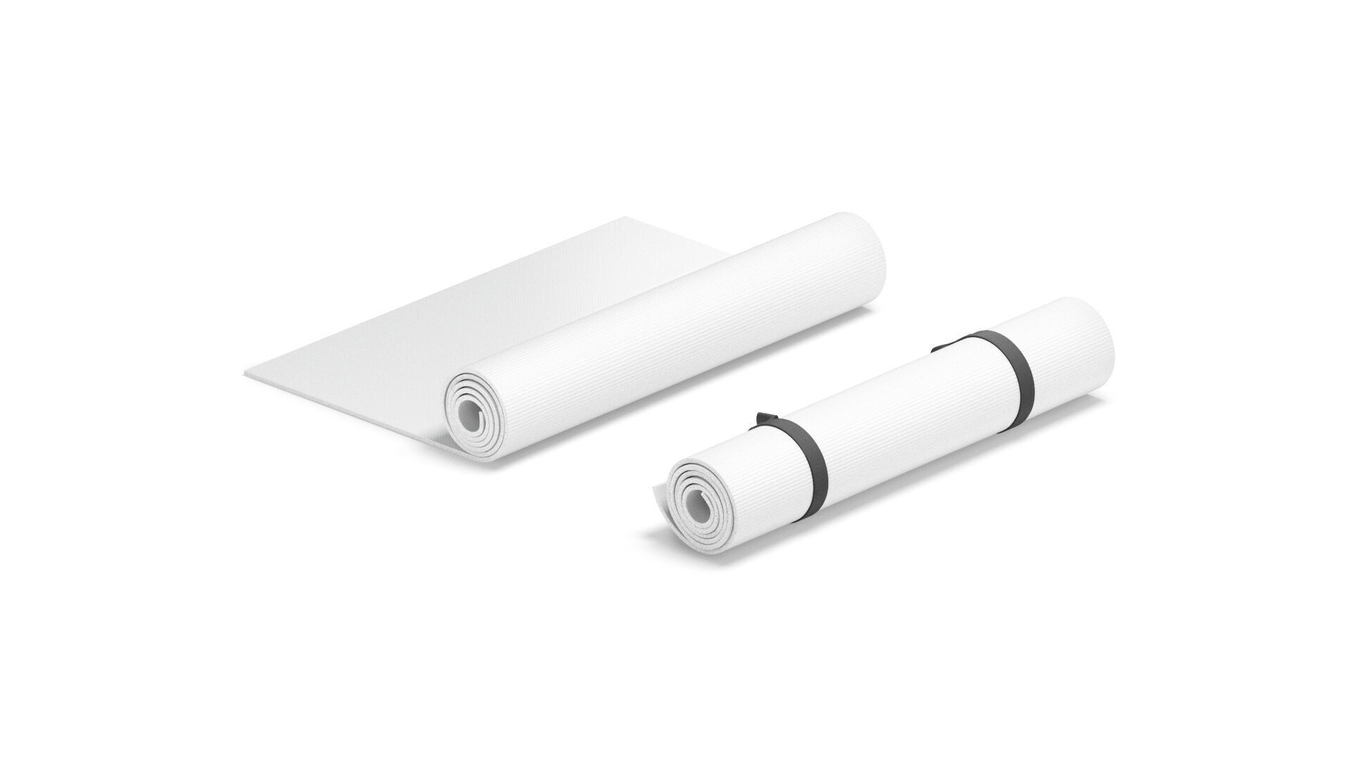 White Half Folded 2 Types Yoga Mat - for meditation and tourism 3D model_2