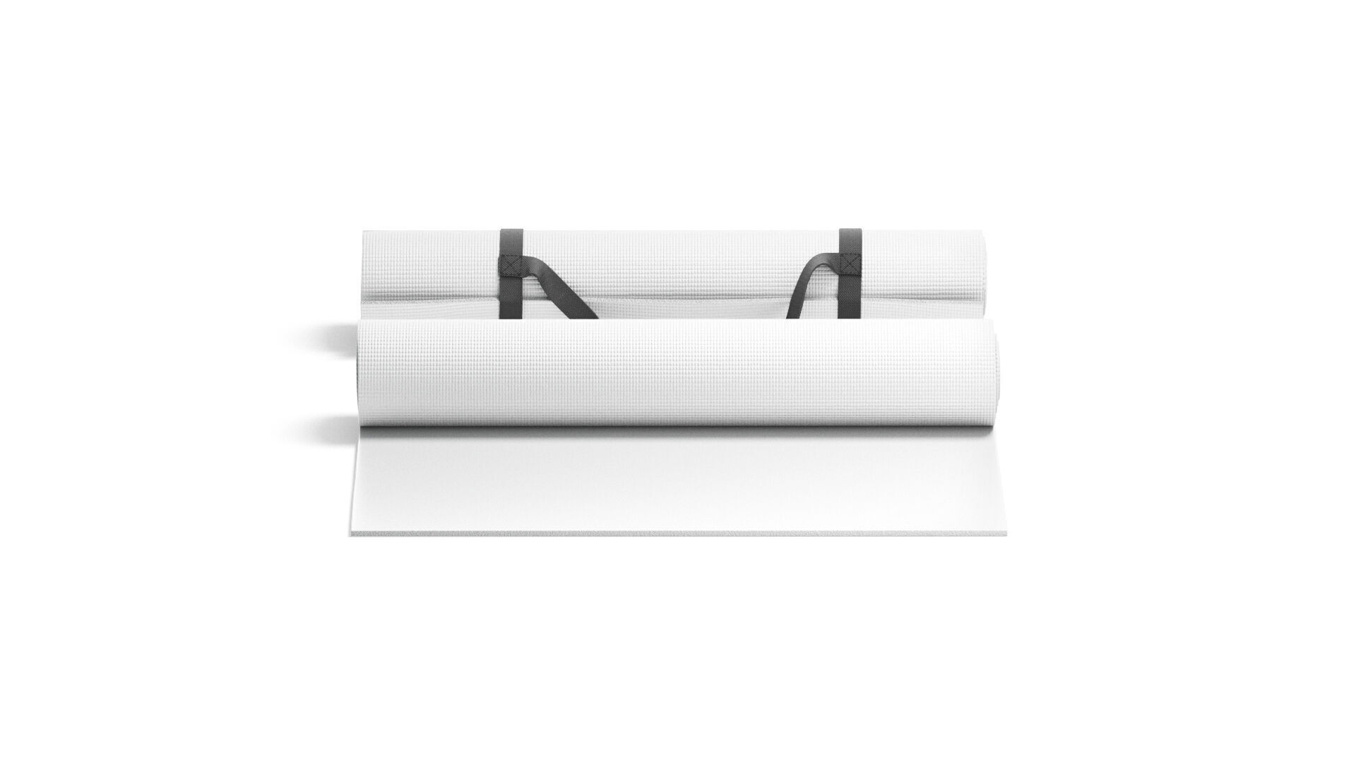 White Half Folded 2 Types Yoga Mat - for meditation and tourism 3D model_4