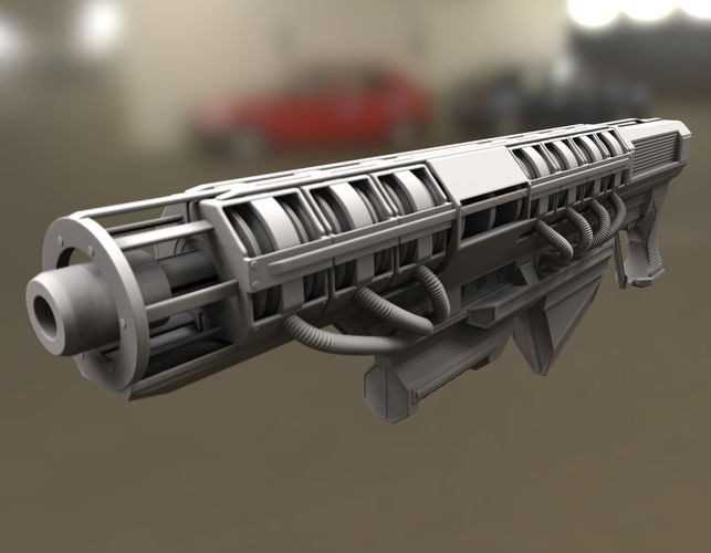 Rail Gun High Poly Version  3D model