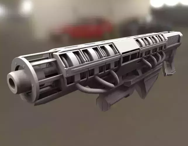Rail Gun High Poly Version  3D model
