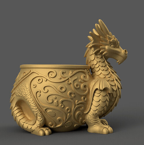 Elegant Dragon planter -urn -candy container - candle holder 3D print model