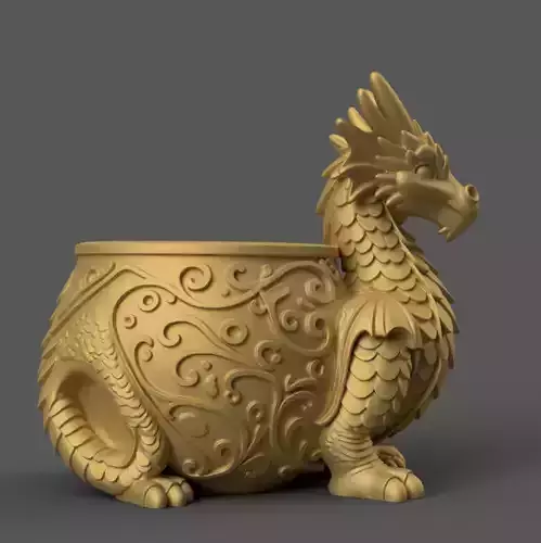 Elegant Dragon planter -urn -candy container - candle holder