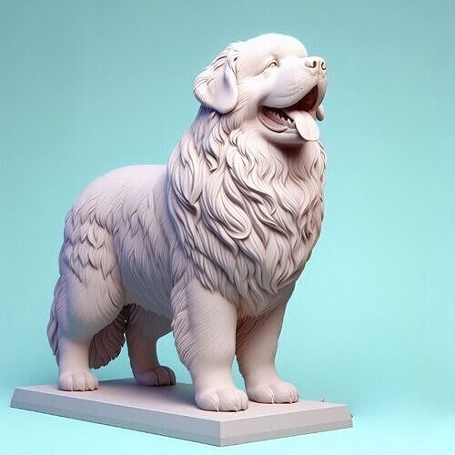 990  Color 3D Model of a Laughing Newfoundland Dog 3D print model