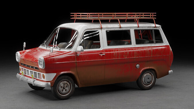 Ford Transit Mk1 Minibus Low-poly 3D model
