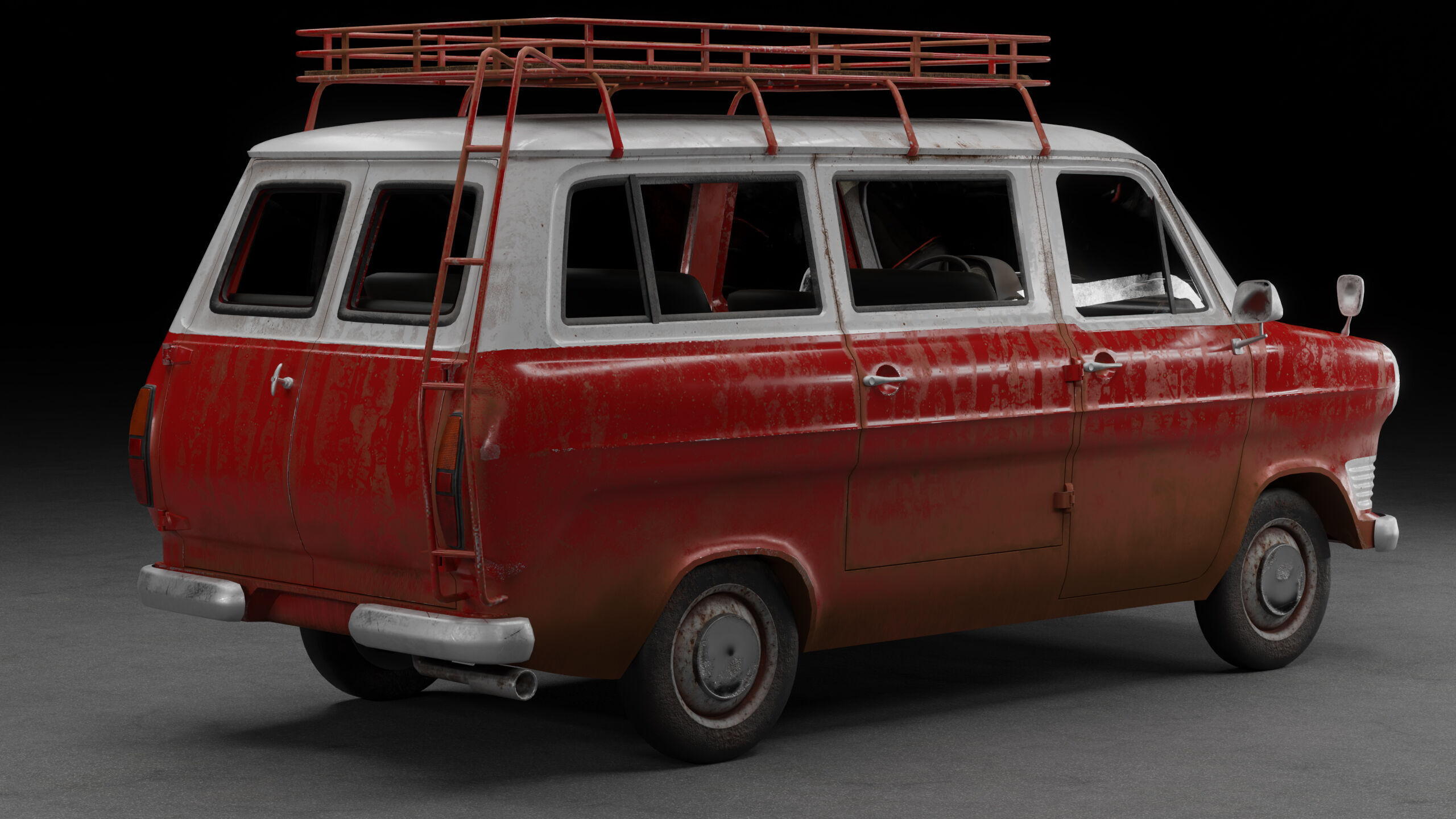 Ford Transit Mk1 Minibus Low-poly 3D model_4