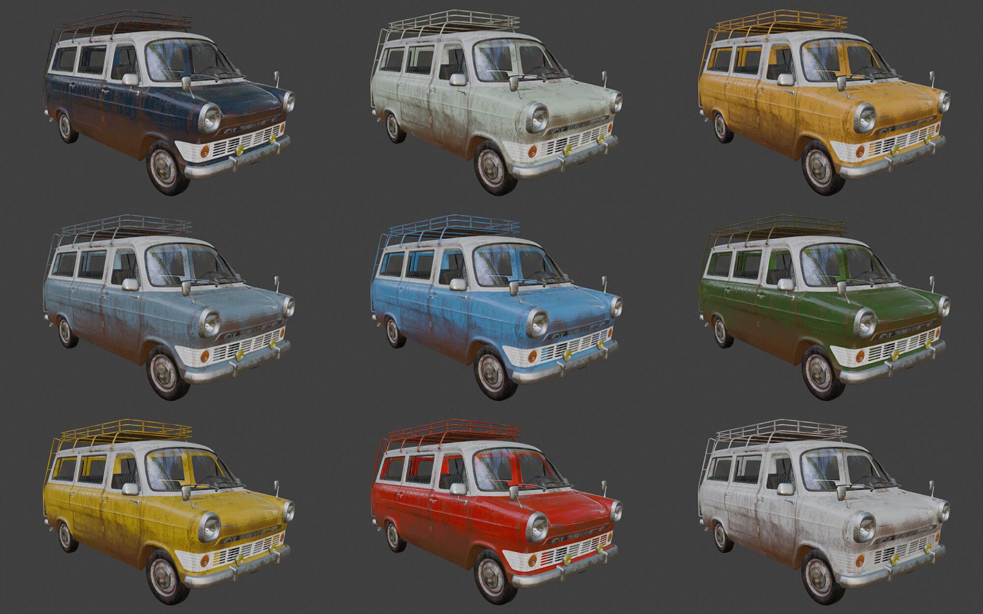 Ford Transit Mk1 Minibus Low-poly 3D model_10