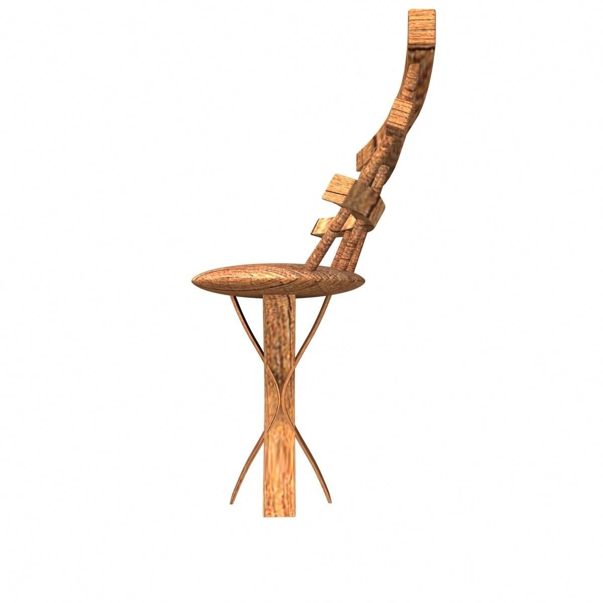 Wooden Chair Low-poly 3D model_2