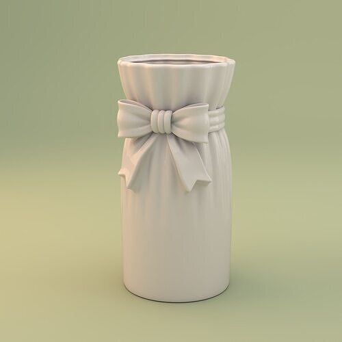 Elegant Ribbon Vase - 3D Printable Gift Bag Style Pot 3D print model