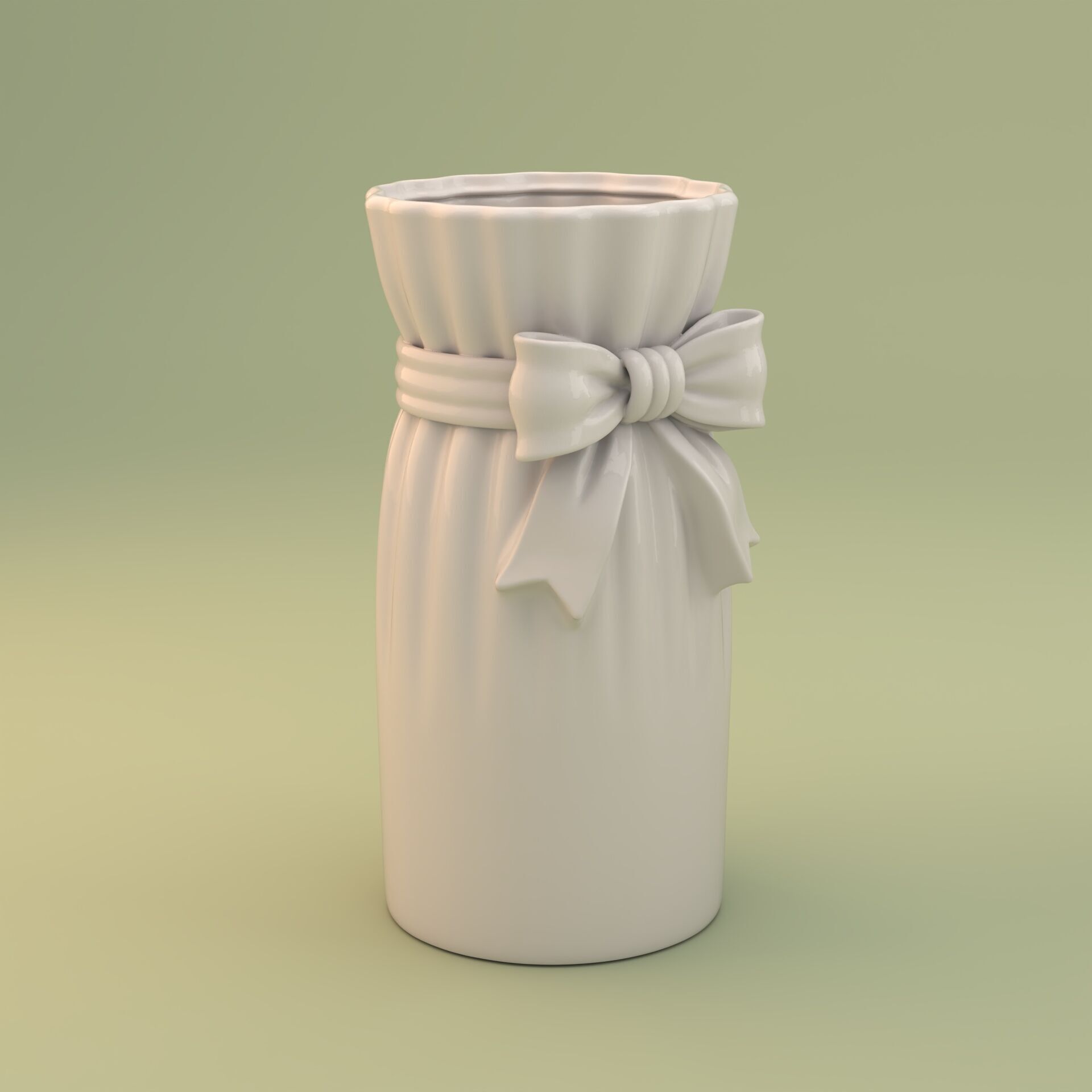 Elegant Ribbon Vase - 3D Printable Gift Bag Style Pot 3D print model_2