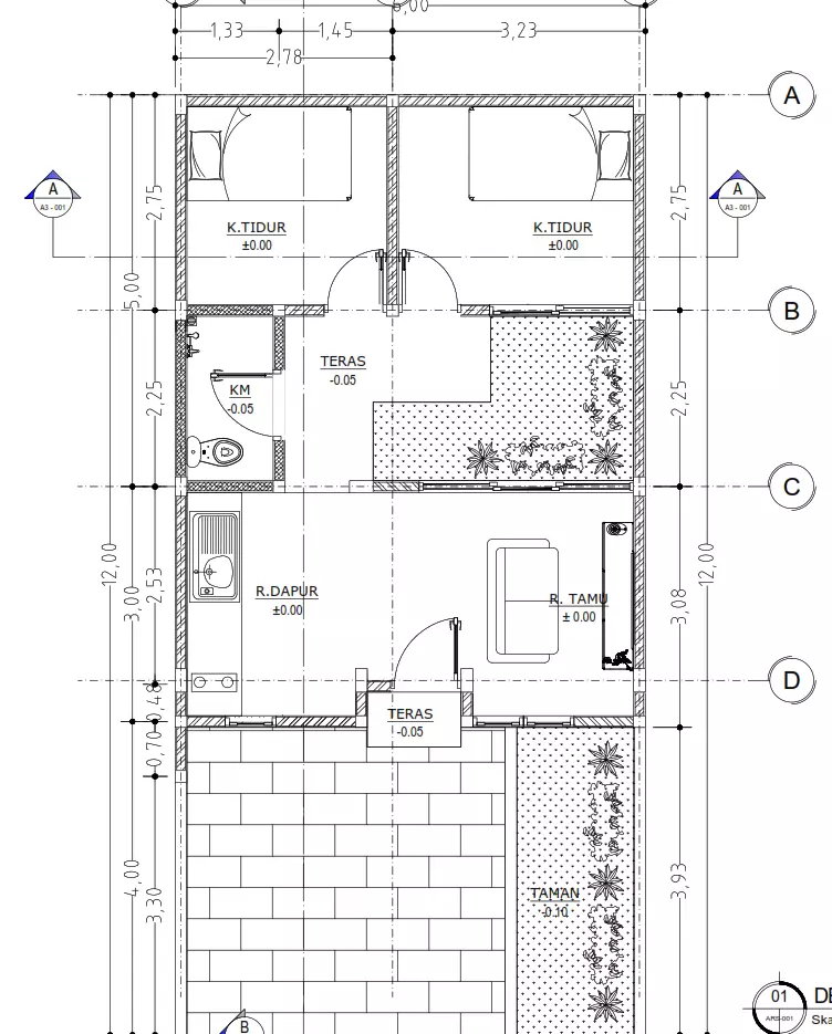 6x12 One Floor House SketchUp DWG and Lumion File 3D model_6