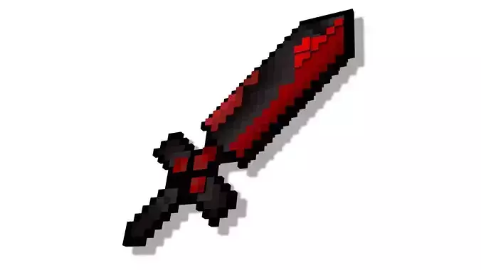 Pixelated Demon Sword Free low-poly 3D model