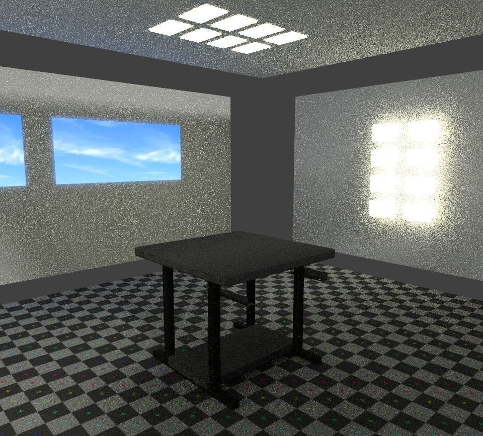 Working Desk Low-poly 3D model_0