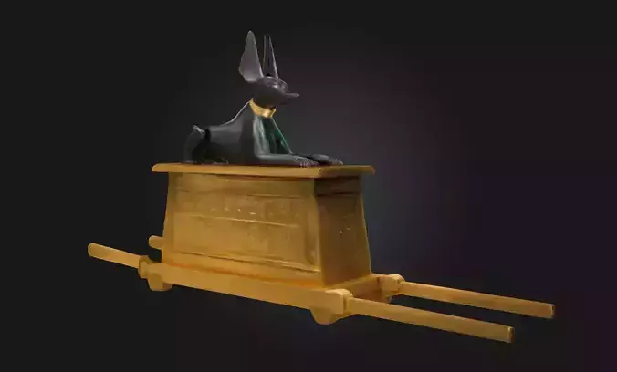 Anubis Statue on Sled Ceremonial Deity Model  3D model
