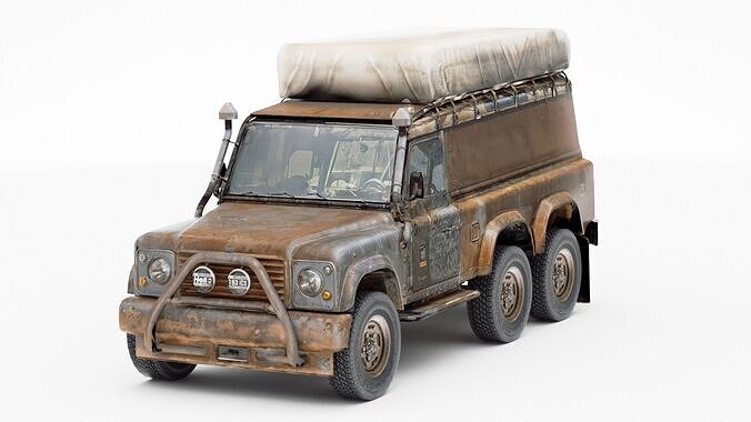 old Off-road 6x6 SUV 3d model Low-poly 3D model