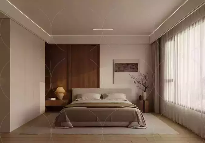 3DS MAX WABI SABI STYLE 3D BEDROOM 0025