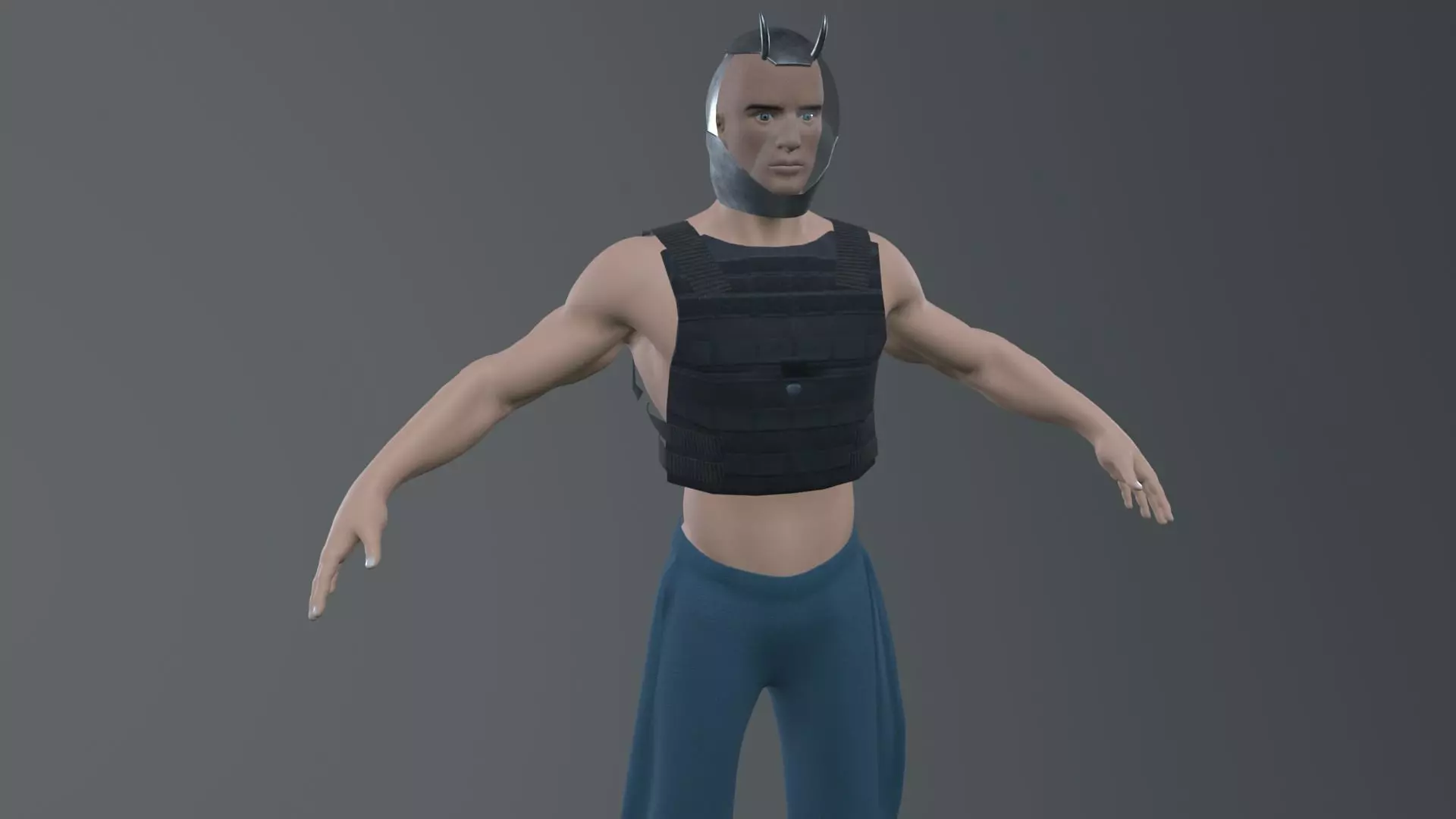 character with Bullet Proof dress and helmet  Low-poly 3D model_0