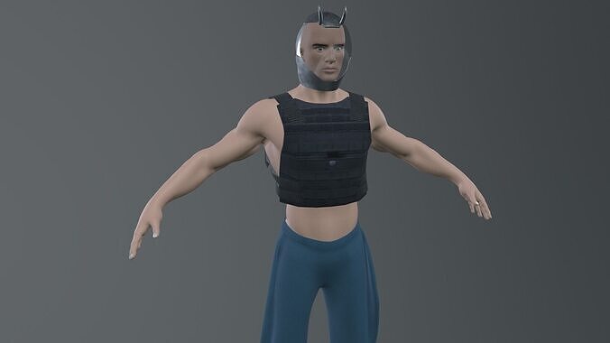character with Bullet Proof dress and helmet  Low-poly 3D model