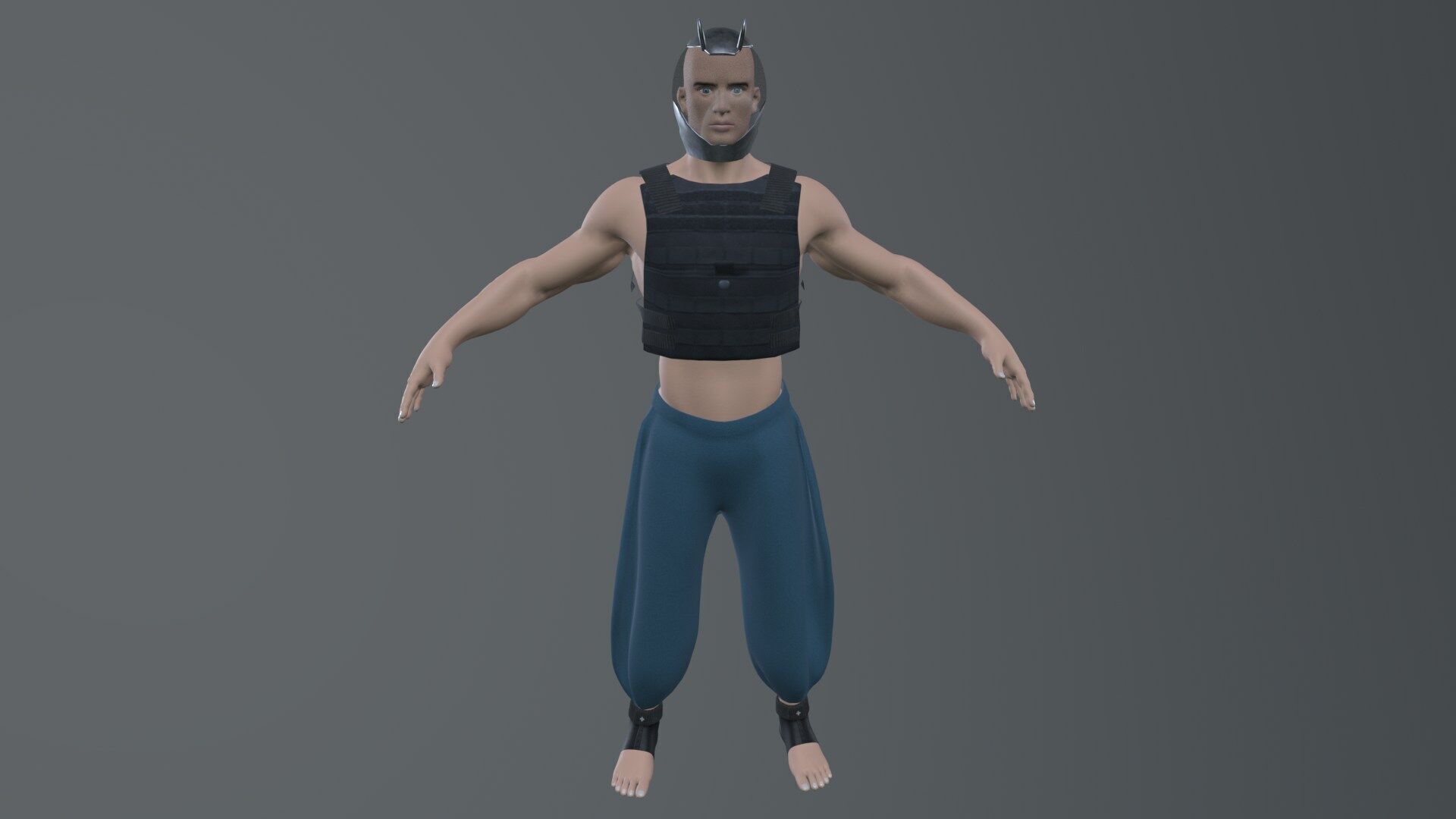 character with Bullet Proof dress and helmet  Low-poly 3D model_1