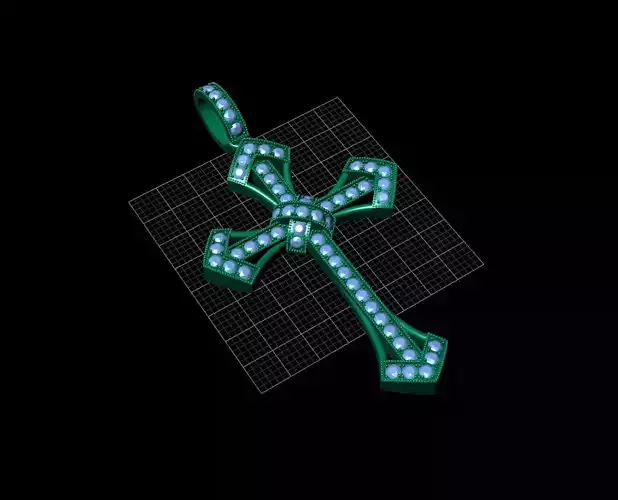 Chrome heart pendant diamond 3D print model