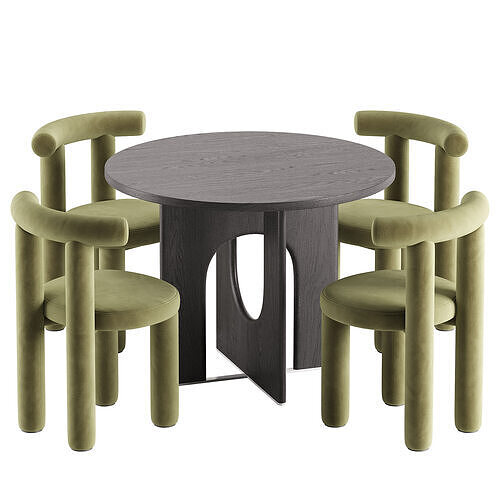 Calan Velvet Chair and Apollo Round Table 3D model