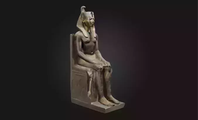Seated Egyptian Pharaoh Statue Regal Monument Model