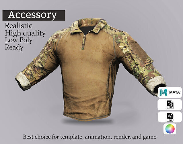 Military Fit T-Shirt for Operators Low-poly 3D model